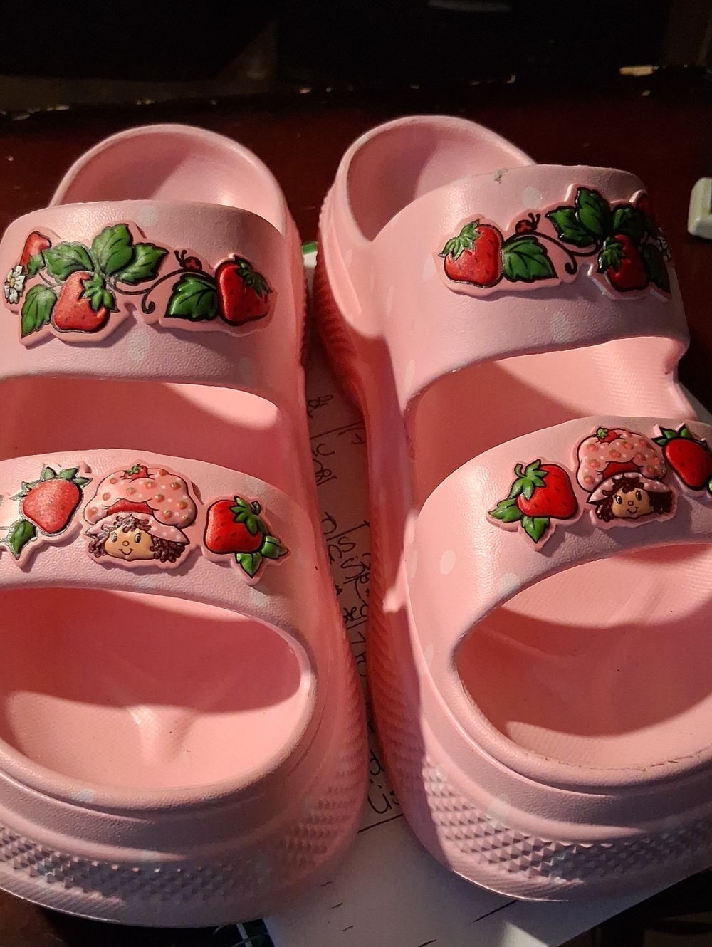Womens Pink Strawberryshortcake Slide Sandals